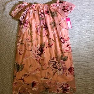Velvet and sheer off the shoulder dress
